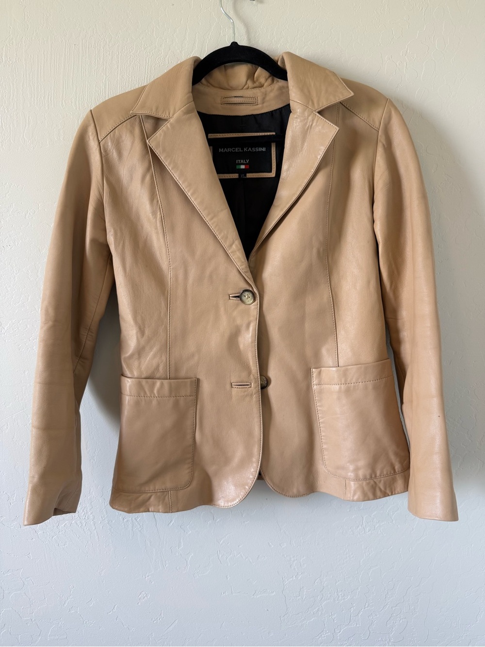 Women's Tan Leather Blazer Jacket